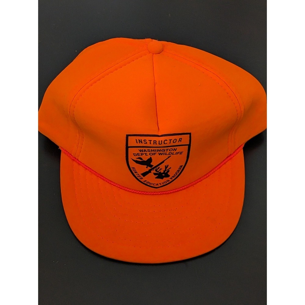 Vtg Washington Deptartment Of Wildlife Hunter Education Program Hat Orange OSFM